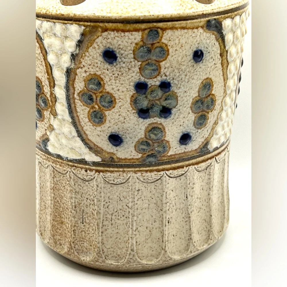 Studio Art Pottery Handmade Vase Textured Flower Pot Signed 6.8 in Height